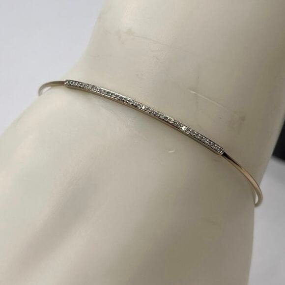 Designer Signed 480PM Gold Silver Platinum 38 Diamond Lobster Claw Bracelet - Picture 2 of 9